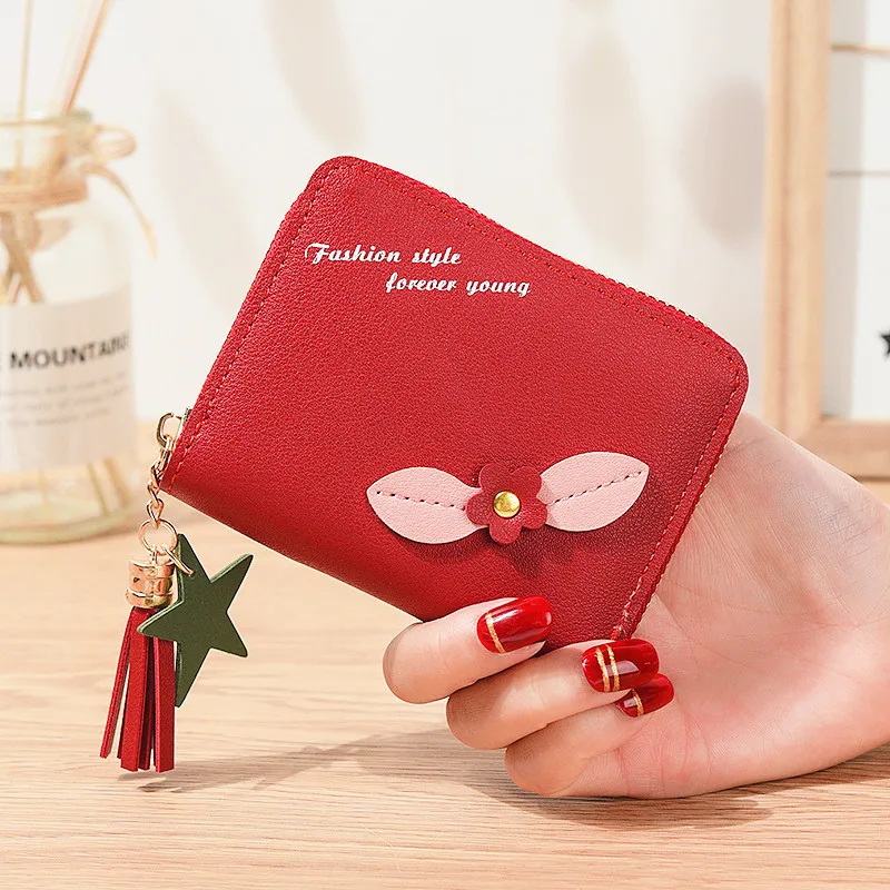 

Women wallets Leather Small Brand Mini Women flower Wallets Purses Female Short Coin Zipper Purse floral Credit Card Holder 398
