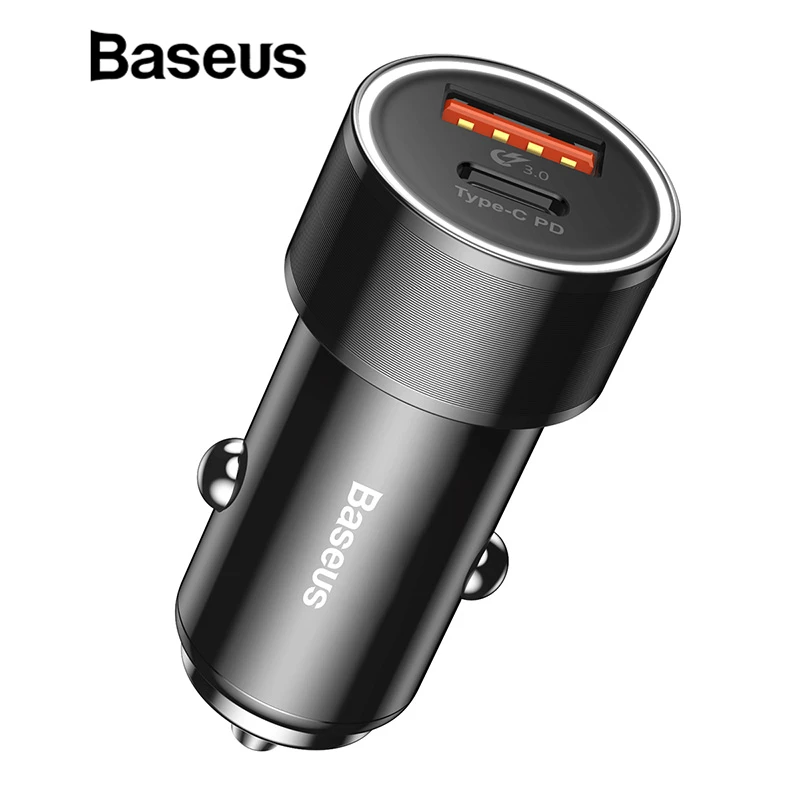 

Baseus 36W Dual USB Quick Charger QC 3.0 Car Fast Charging For iPhone Samaung USB Type-C PD Car Fast Charge Car-Charger