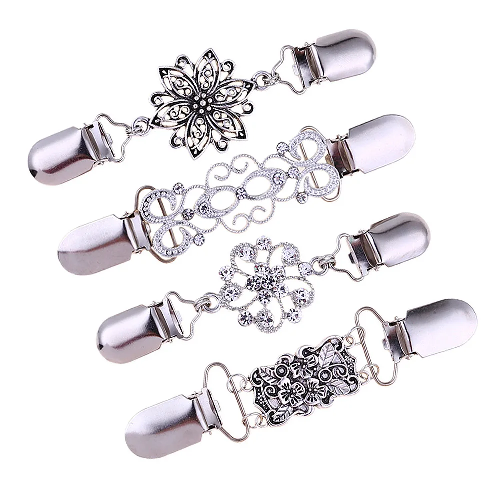 

4Pcs/set Vintage Cardigan Clip for Women Sweater Blouse Shawl Clips Shirt Collar Retro Duck Clip Clasps Shawl Brooch Charm Gift