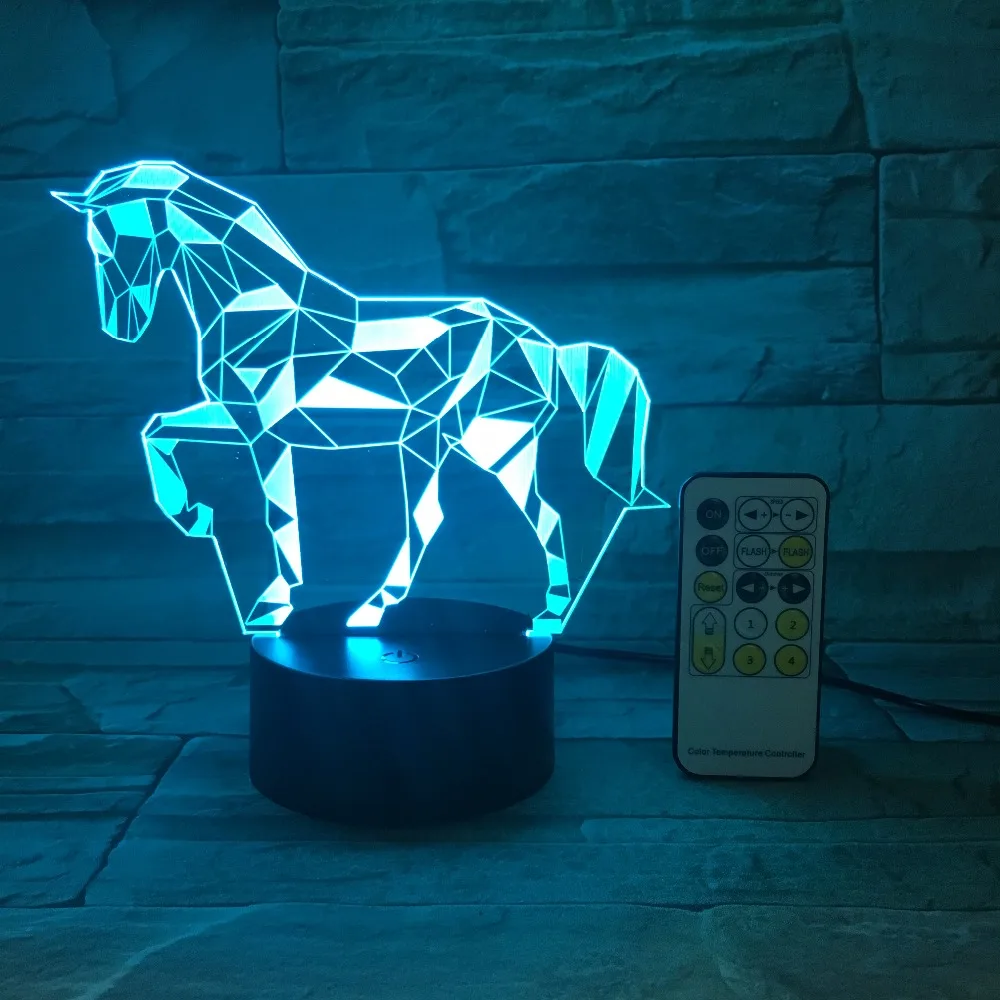  Remote Or Touch Switch Acrylic 3D Stereo Vision Lamp Horse Interior Decorative Lamp 7 Color Change  - 32836137802