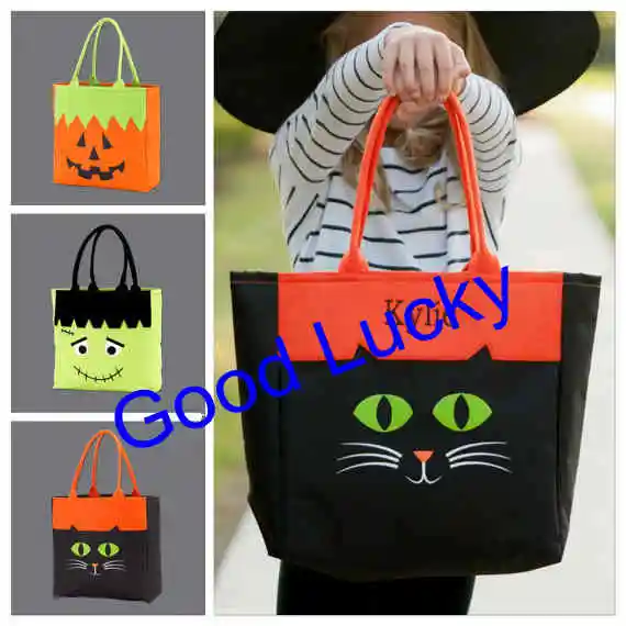 200pcslot free shipping personalized trick or treat sack halloween bag monogram halloween gift bags wholesale kids candy bag in gift bags wrapping