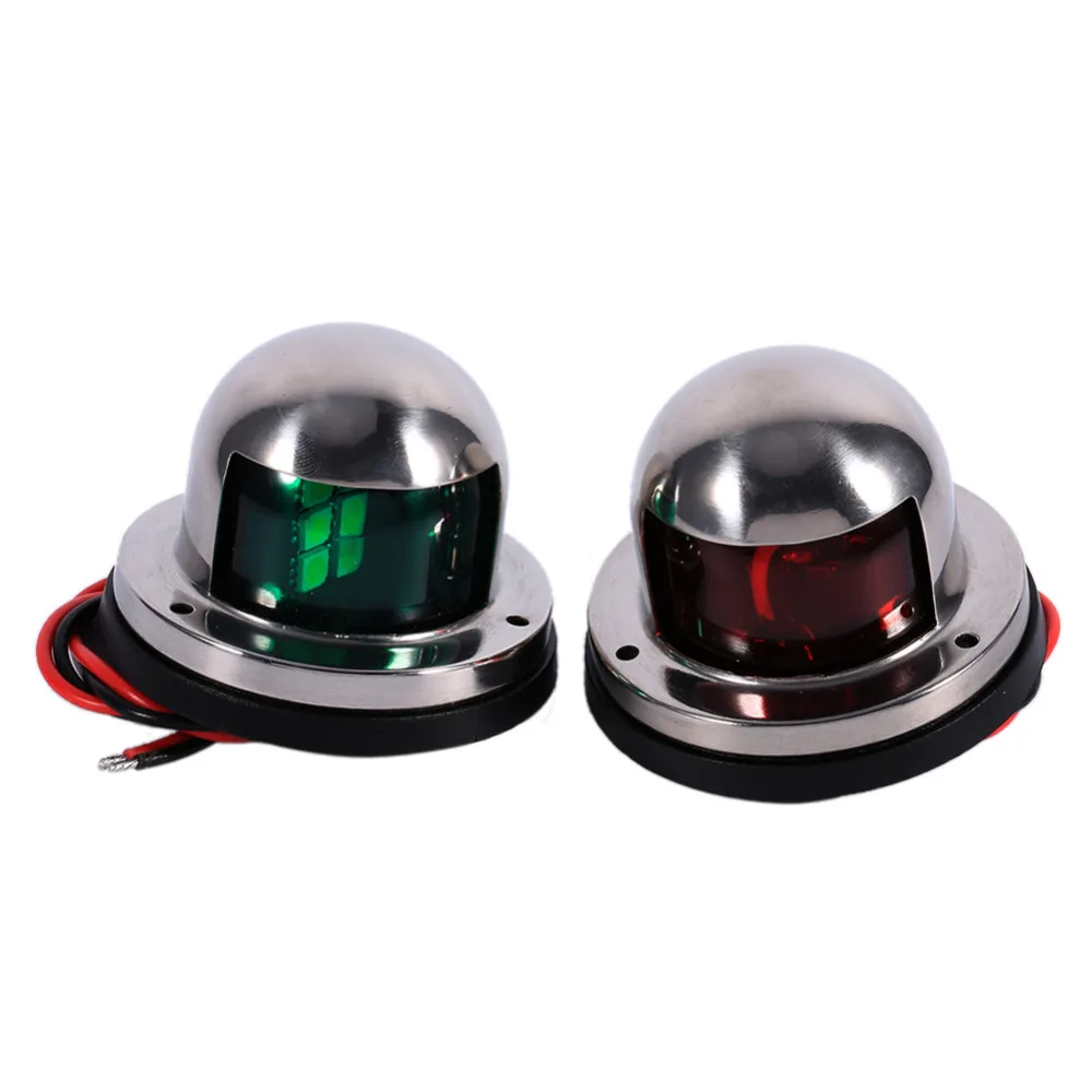 2x Red Green 6cm 12V Stainless Steel Marine Boat LED Yacht Bow Navigation Light