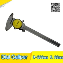 Wholesale prices SHAHE 200 mm stainless steel Shockproof Dial Caliper Dial Caliper with 0.02mm measuring Free Shipping