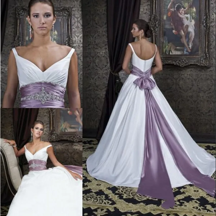 Wedding Dress With Purple Sash 10