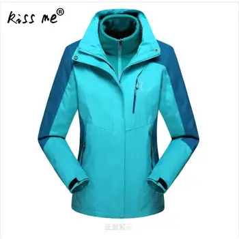 

Thermal Windproof Hiking Jacket Two layer Women Trench Coat Plus Size Women Sport Outdoor Jacket Solid Waterproof Camping Coat