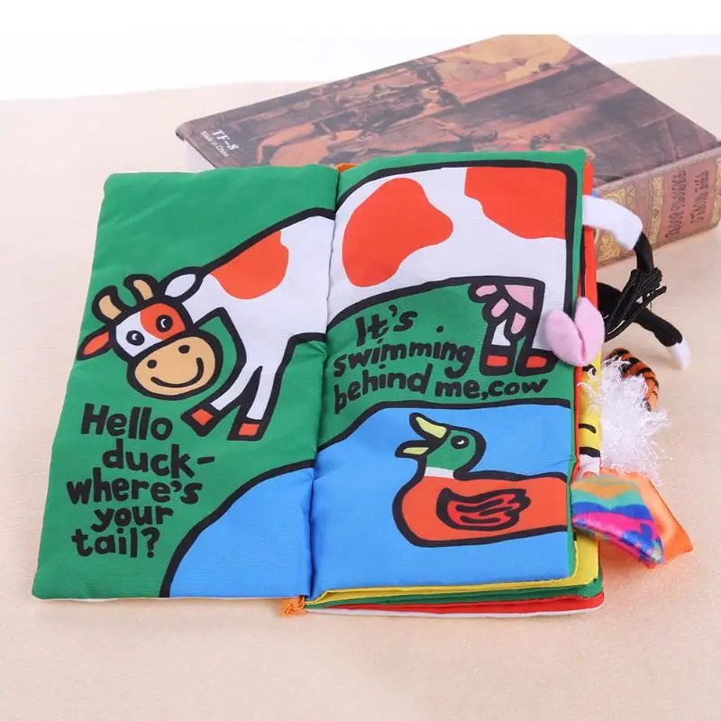 Cartoon Infant Baby Learning Education Toddlers Toys Animal Soft Cloth Books For Children Learning Unfolding Activity Book