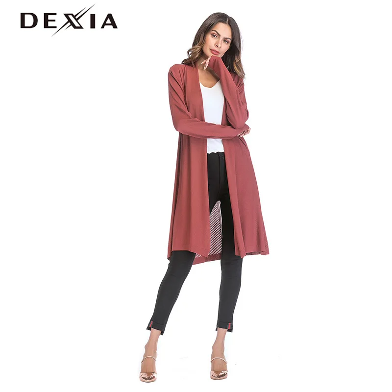 

DEXIA Autumn Cardigans Female Loose Thin Oversize Black Casual Female Cotton Clothes Long Sleeve Spring Women Sweater 5817
