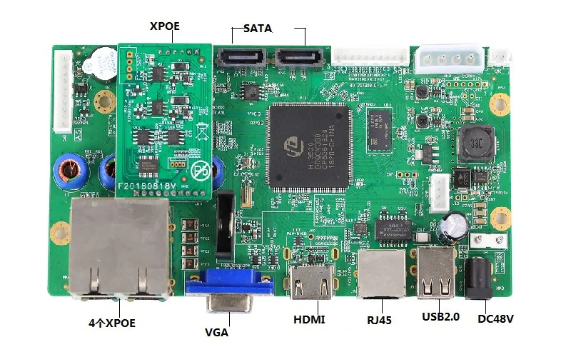 48V XPoE цифровой видеорегистратор RJ45 4CH* XPOE+ 4CH* 1080P 2.0MP DVR 200m дальность передачи мощности сети 2 SATA Max 8T Onvif