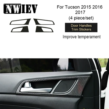 

NWIEV Car Styling 3D Cool Stickers For Hyundai Tucson 2017 2016 2015 Door Handle Trim Door Bowl Carbon Fiber Covers Accessories
