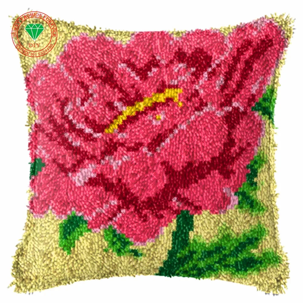 Pillowcase Flowers Latch hook kits cross stitch thread embroidery kits