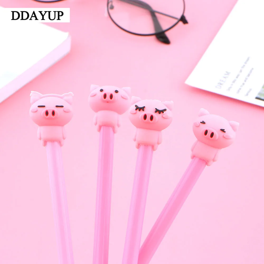 

4Pcs/lot Cute Cartoon Pig Gel Pen Black Writting Pens Canetas Material Escolar Staitonery Paperlaria Office School Supplies