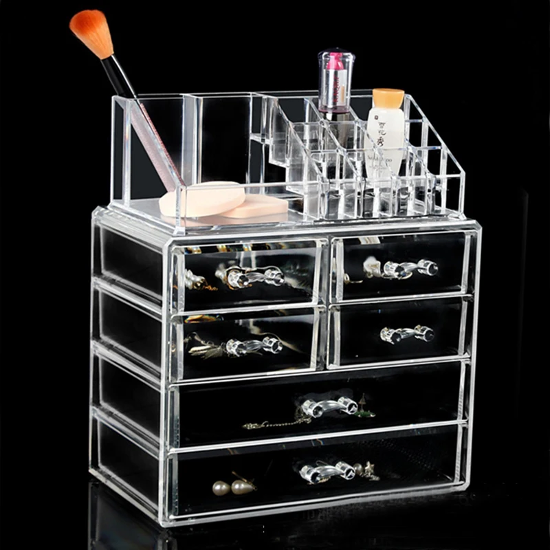 

4 Drawers Acrylic Nail Storage Case Transparent Lipstick Jewelry Container Manicure Nail Desktop Tool Display Shelf