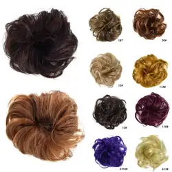 Для женщин DIY эластичный вьющиеся парик волос кольцо Scrunchie Бун шиньон накладной хвост Новый Хорошо