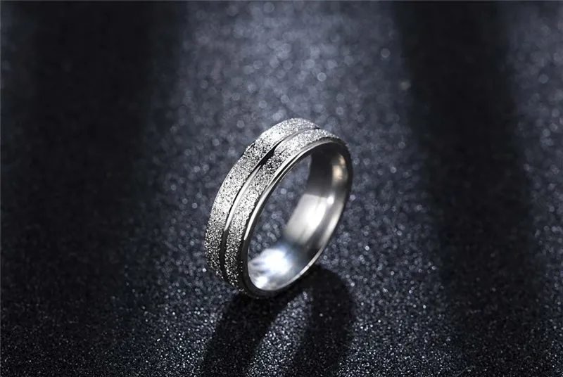 New Stainless Steel Ring Double Row Frosted 2 Colors Ring Men & Women Titanium Steel Anillos Mujer Anel Jewelry Couple Gift R140 (6)