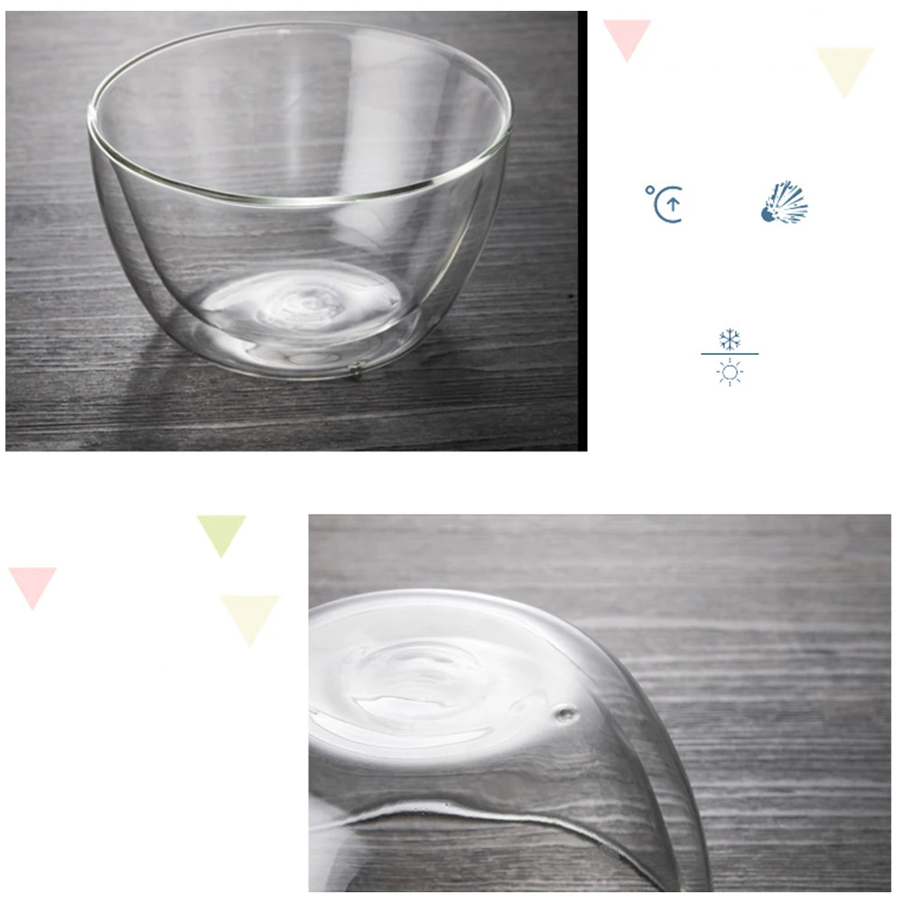 Двухслойная прозрачная стеклянная чаша термостойкая из боросиликатного стекла миска для салата столовая посуда микроволновая посуда