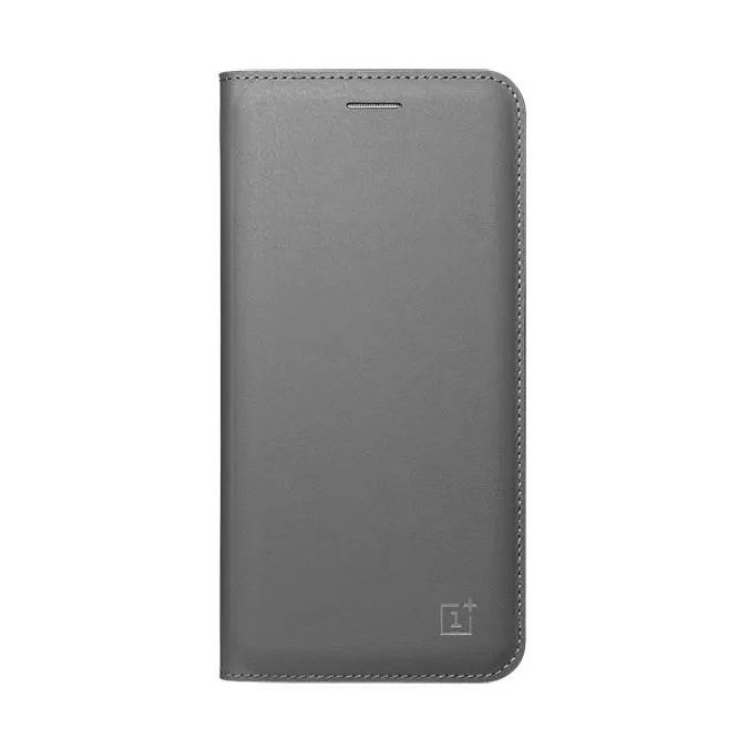 Чехол-книжка в официальном стиле из искусственной кожи для ONEPLUS 7 7T Pro 6 6T 5 5T 3T Smart Wake UP/Sleep+ Защитная пленка для экрана OP63 - Цвет: Серый