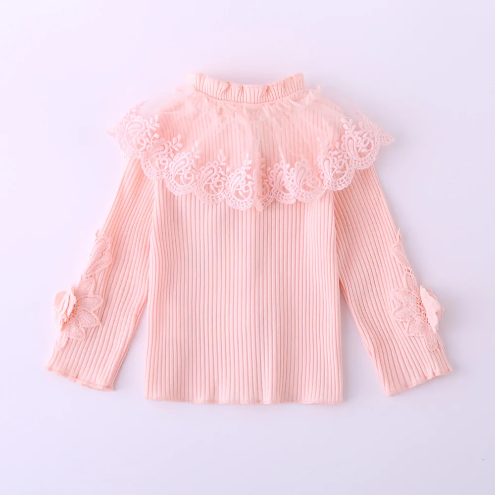 Новая блузка с принцессой для маленьких девочек, вязаные рубашки для девочек, детские топы, детская одежда, 3 цвета, 17120207