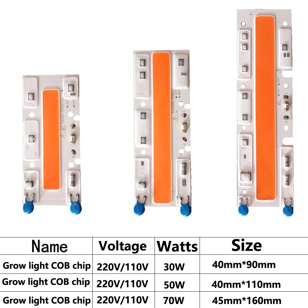 COB светодиодный фито-чип, полный спектр, 70 Вт, 50 Вт, 30 Вт, светодиодный Диод для выращивания растений, фитолампия для саженцев в помещении, сделай сам, гидропоника, 220 В, 110 В