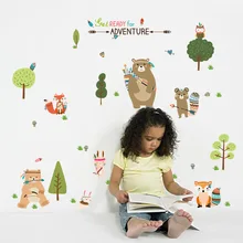 

Forest animals family children wardrobe decor stickers bedroom bear fox owl hunt creative DIY vinyl wall stickers for home mural
