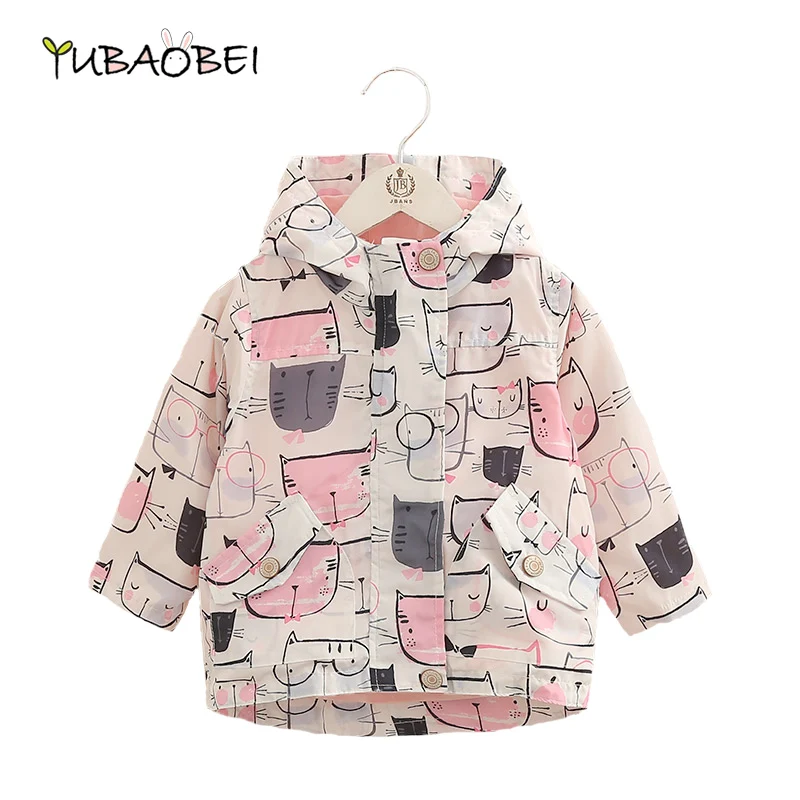

Baby Cute Cartoon Cat Kids Jacket 2018 Spring Autumn New Girl Jacket Children's Clothing Children's Long Sleeve Hooded Coat