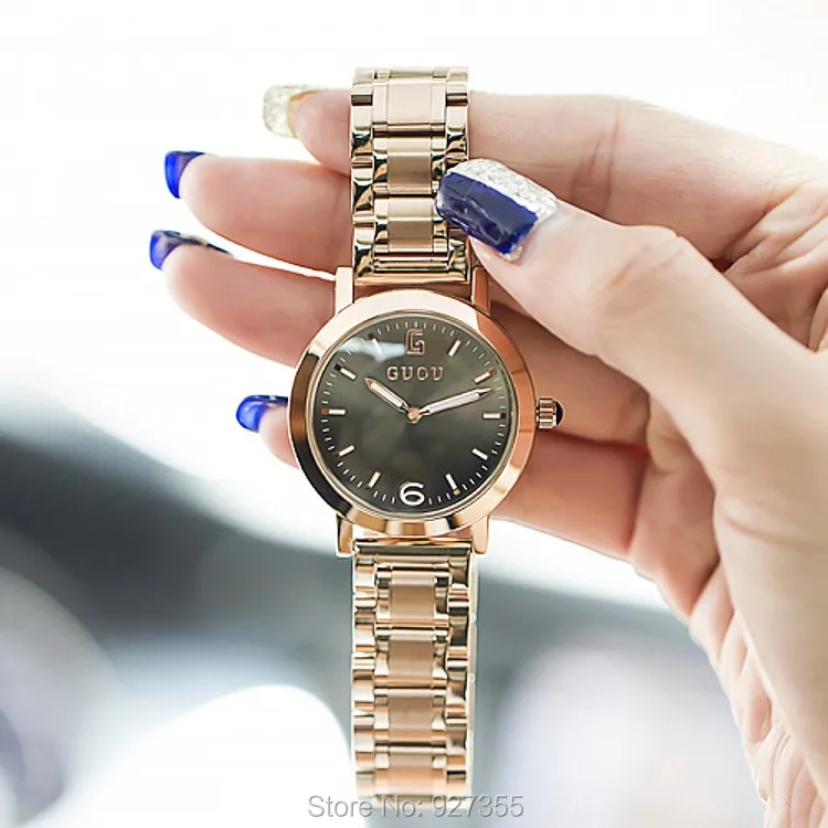 

6 Colors New Arrival Hongkong Brand Women Gradient color Watches Stainless Steel sample watch Women Dress Watches gift watch