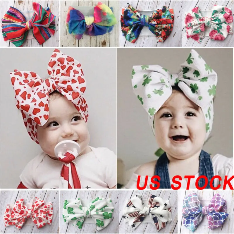 

16Colors Bowknot Hairband Baby Cotton Big Bow Tie Head Wrap Turban Top Knot Headband Newborn Girls
