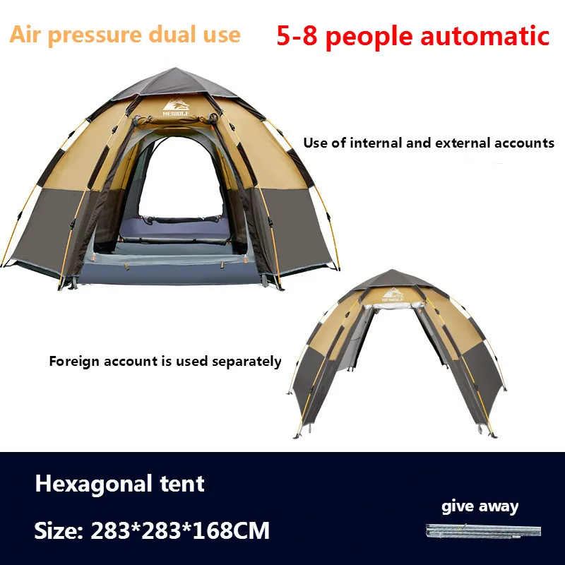 Hewolf открытый быстрый автоматический открытый тент шестигранный 3-8 человек автоматический непромокаемый Кемпинг дикий Кемпинг Семейная Палатка для отдыха - Цвет: 5-8 People
