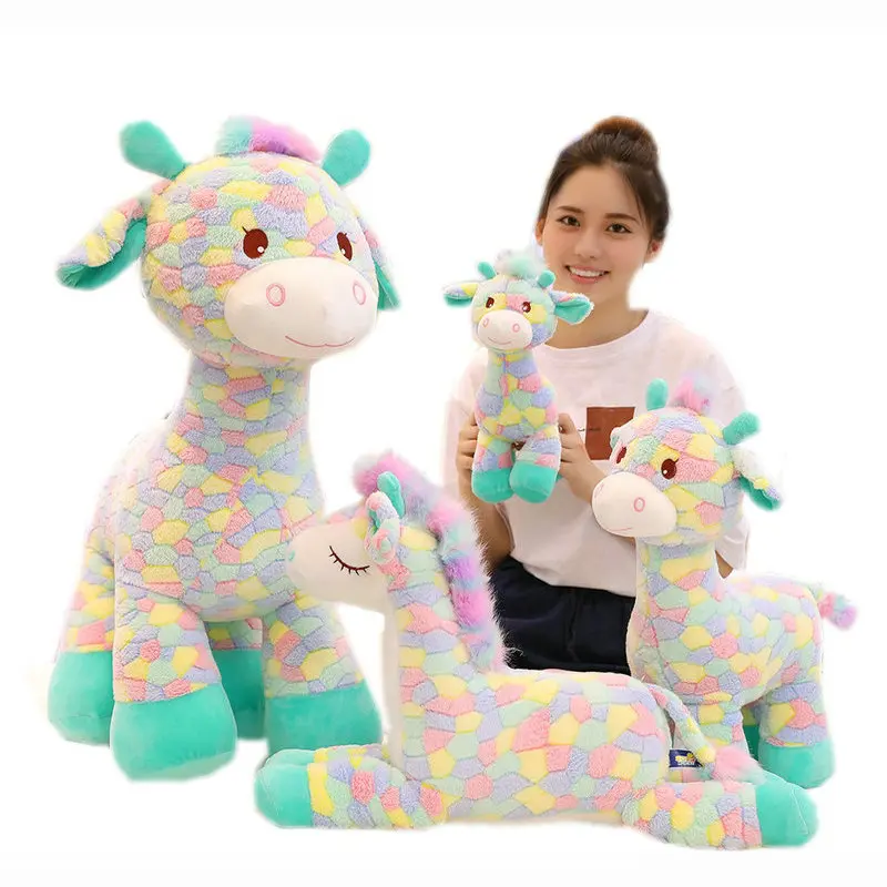 

Big size Super Soft Colorful Sika Deer Stuffed Animals Toy Cute Kneeling Reindeer Throw Pillow Birthday Xmas gift for Children