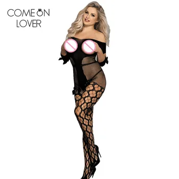 

Comeonlover Fishnet off shoulder lingerie sexy hot erotic open bra sexy bodystocking see through disfraces mujer sexi HL3159