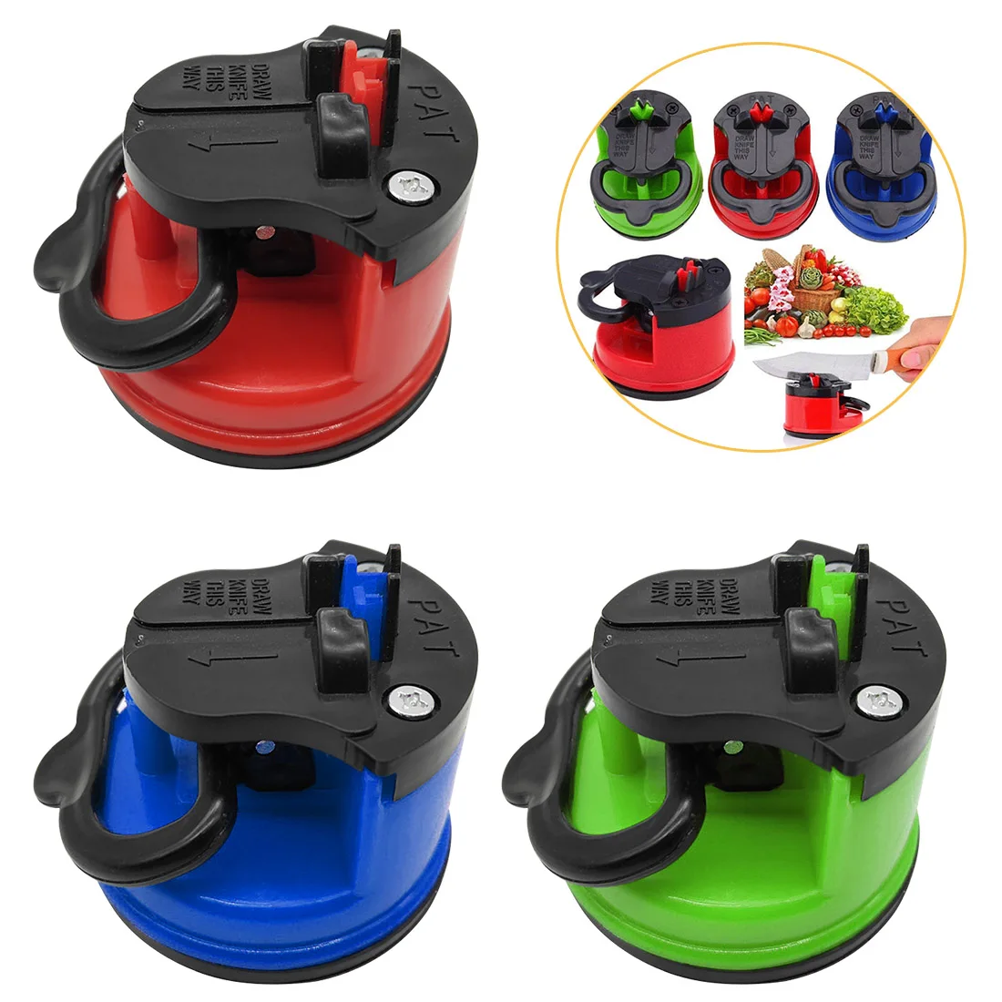 

1Pc Professional Chef Pad Kitchen Sharpening Tool Knife Sharpener Scissors Grinde Secure Suction Sharpener for knives