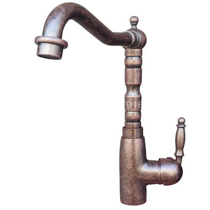  Vintage Antique Rome Red Copper Brass Single Handle Lever Kitchen / Bar / Bathroom Swivel Faucet Si - 32317369642