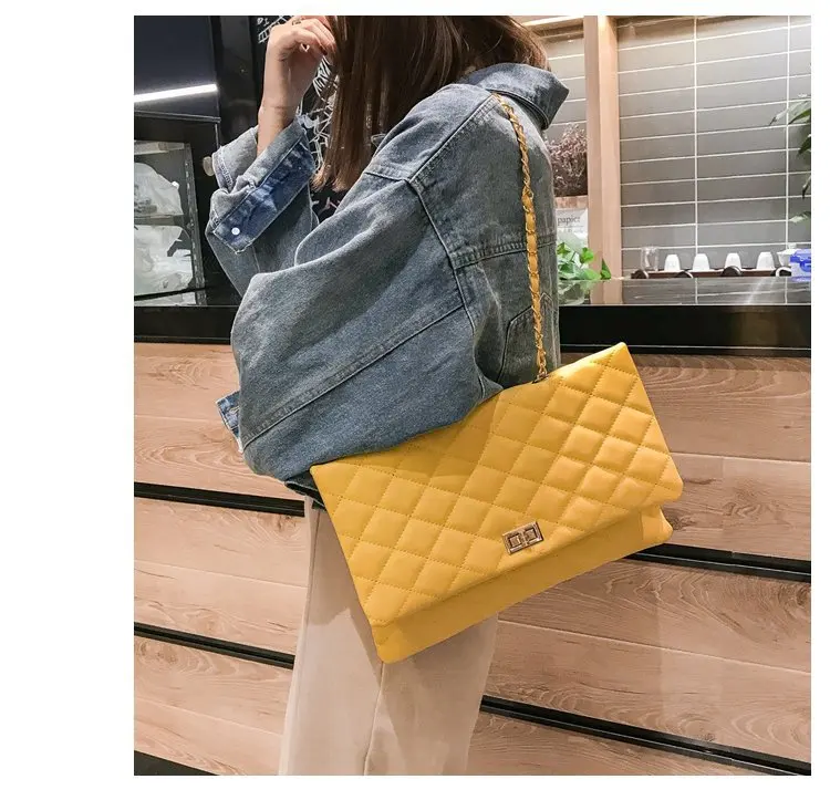 Роскошные брендовые дизайнерские стеганые женские сумки Клатчи женские желтые конверты большая сумка через плечо женская сумка кошелек
