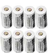 8 pcs 3.7 v 2200 mAh CR123A bateria de lítio recarregável 16340 da bateria