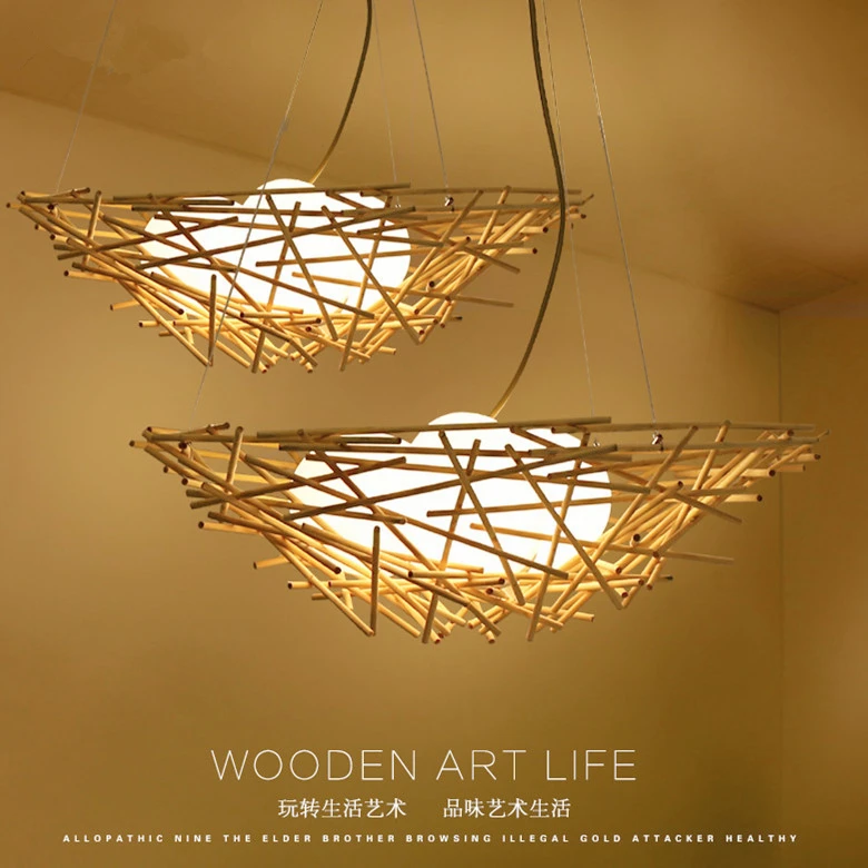 

Japanese LED chandeliers suspended lamps loft illumination dining room lighting restaurant hanging lights wooden deco luminaires