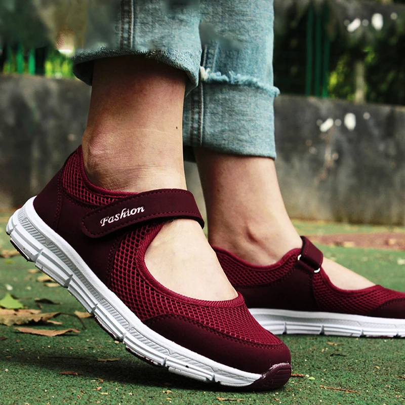 

Women Summer Flats Shoes Women's Flat Female Ladies Mesh Fabric Breathable Gray Casual Comfortable Woman Shoes