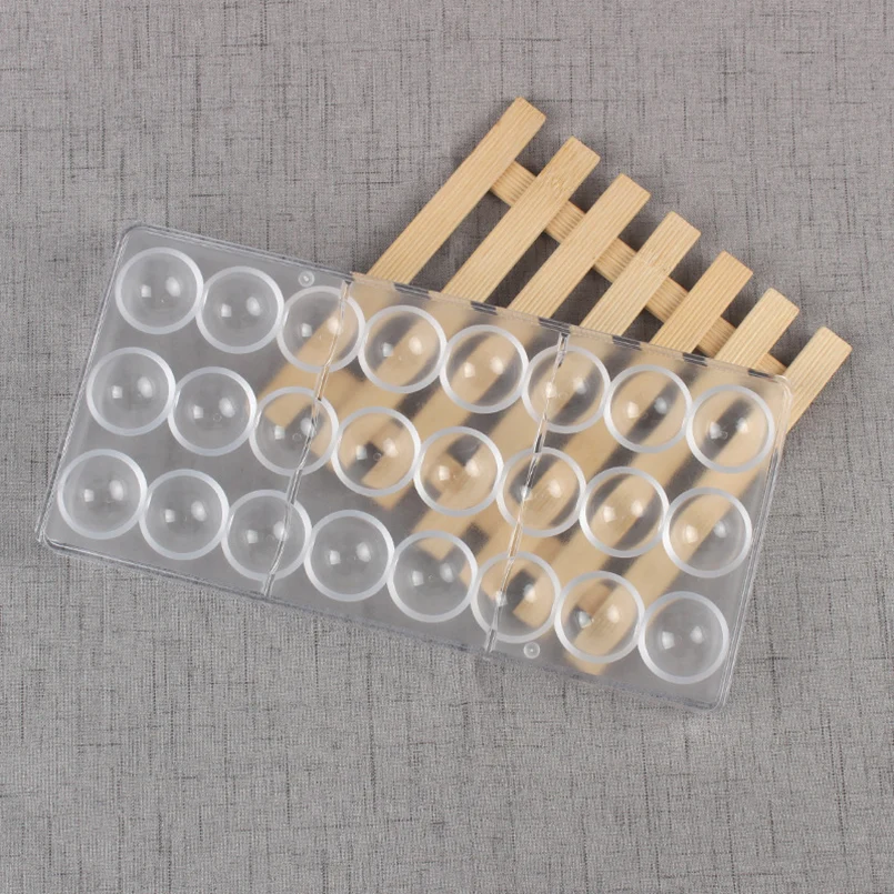 

3D Food Grade Plastic Rectangle Chocolate Mold DIY 24 Transparent Half Ball Shape Candy Pudding Moulds Baking Decorating Tools