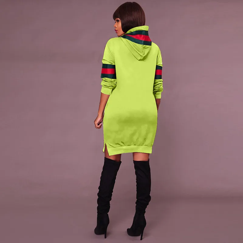 2017 Autumn Winter Casual Sweatshirt Dress Women Long Sleeve Black Striped Mini Hoodies Dresses Female Pullover Christmas Vestidos Hooded21