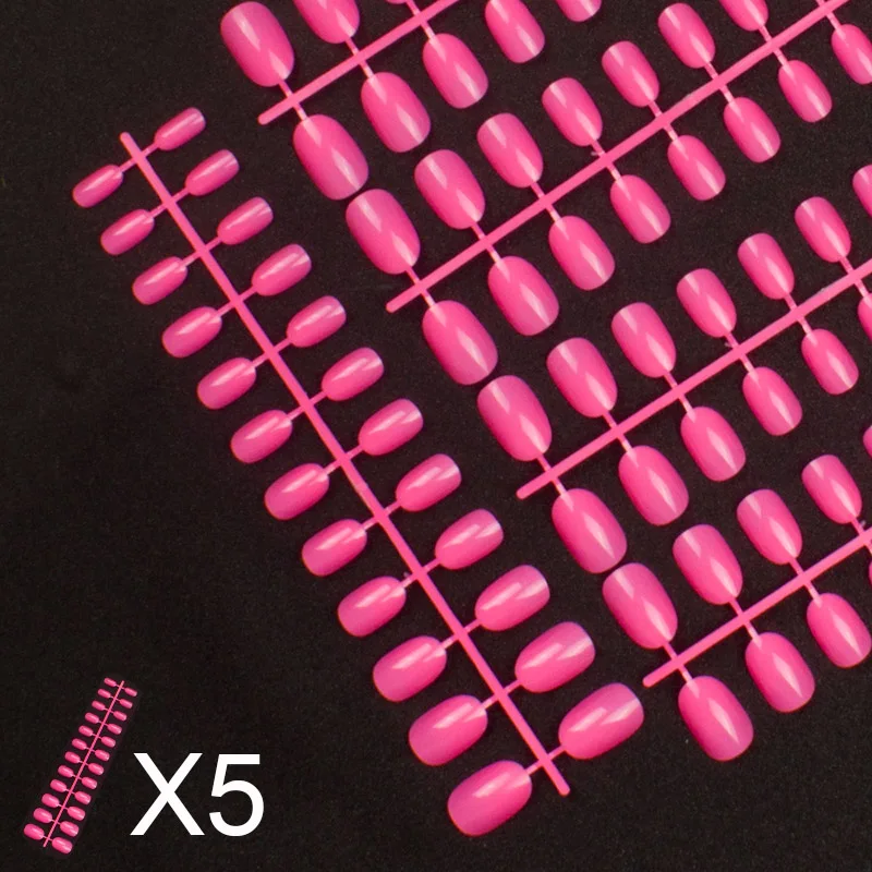 

5 Sets Of 24 Pieces Per Unit Round Colored False Nails Full Cover 10 Size Fake Nails For DIY Press-On Fake Nail Tips Short Nails