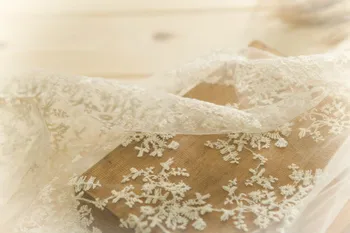 

Ivory Embroidery Cord Cotton Lace Fabric for Sewing Wedding Dresses Dentelle DIY Table Cloth Home Decoration