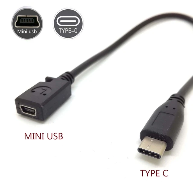 25cm Usb Type-c To Mini Usb Cable 2.0 5pin Mini-b Male To Usb 3.1 Usb-c  Female Converter Adapter Data Charging Cable - Data Cables - AliExpress