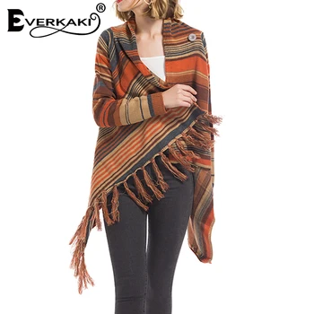 

Everkaki Boho Tassels Jackets Coat Women Gypsy Shawl Plus Size Warm Long Sleeve Ethnic Coats Female 2020 Autumn Winter New