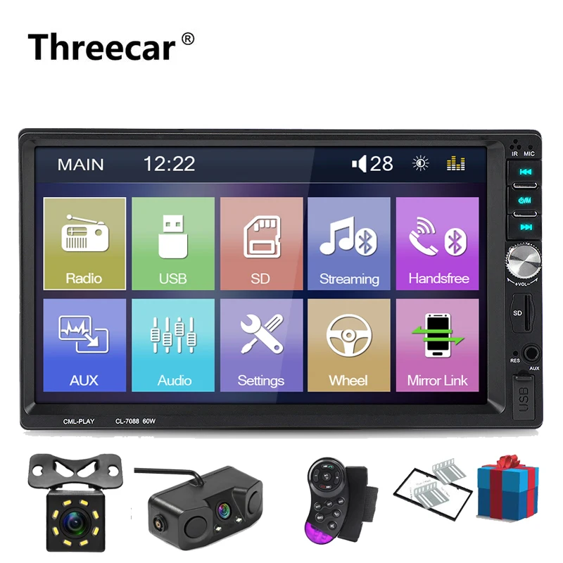 

2din Car Radio 7 inch Touch mirrorlink Android Player subwoofer MP5 Player Autoradio Bluetooth Rear View Camera tape recorder