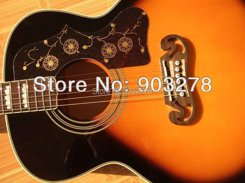 J200 acoustic guitar sunburst popular and hot sell DA001 free hardcase