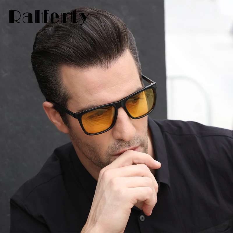 Ralferty, очки ночного видения, мужские, антибликовые, HD, поляризационные, солнцезащитные очки для мужчин и женщин, очки для вождения, желтые, водительские очки K7031
