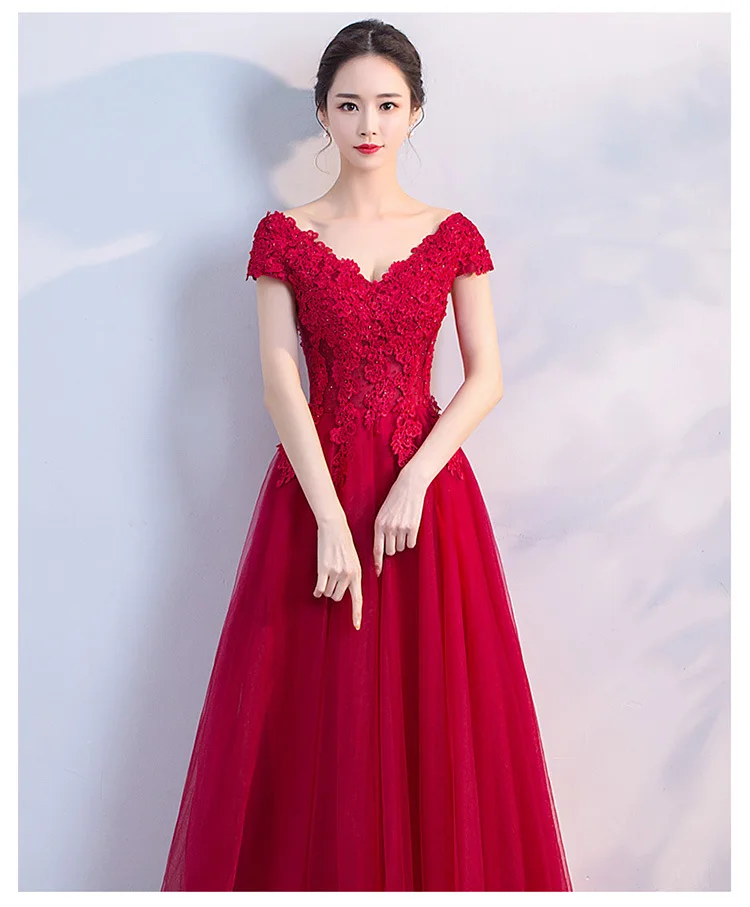 Элегантные красные Бальные платья с v-образным вырезом и рукавом-крылышком, бальные платья с аппликацией из бисера