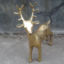 Металлические ремесла китайские ручной резной латунный олень большая скульптура