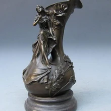 USPS в США S0676 Western Art Чистая Бронзовый Резные водяная лилия обнаженная красавица ваза