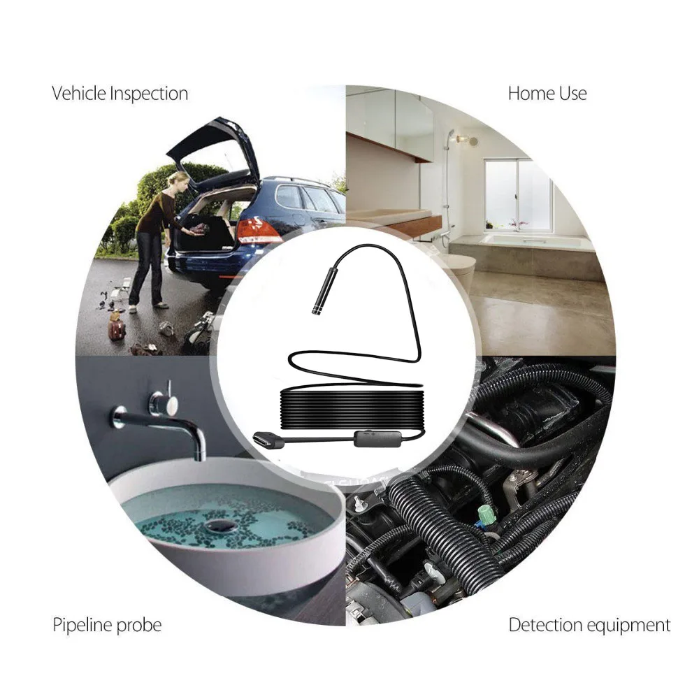 8LED 8mm HD720P 3M USB Type-C Android Endoscope Camera Flexible Snake Hard Wire/Cable USB TypeC Pipe Inspection Camera Borescope