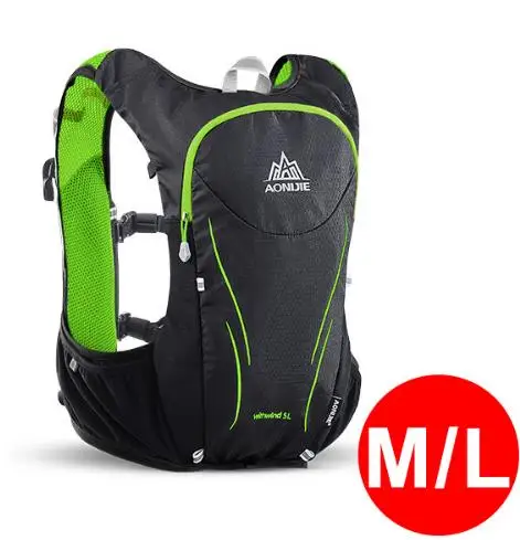 AONIJIE 5L для женщин и мужчин марафон гидратационный жилет пакет для 1.5L воды мешок Велоспорт Пешие прогулки сумка Открытый Спорт бег рюкзак - Цвет: green ML