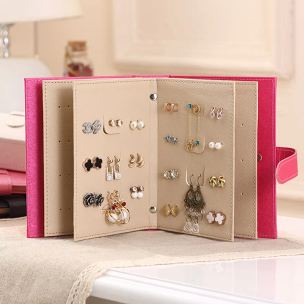 Leather Jewelry Storage Women Stud Earrings Collection Book PU Earring